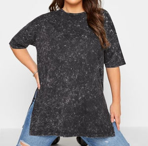 T-shirt délavé à l'acide pour femme, en coton doux, style rétro streetwear, haut décontracté respirant, mode sport, manches longues, pour femme et homme - Product Image 2