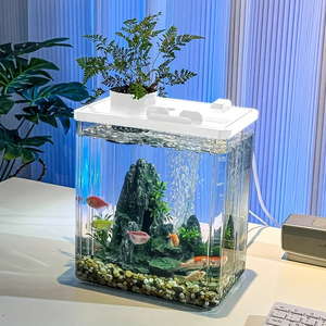 Acuario Rectangular de Acrílico Transparente para Escritorio, Tanque de Paisaje de 10L, Ultra Silencioso y Ecológico para Sala de Estar - Product Image 4