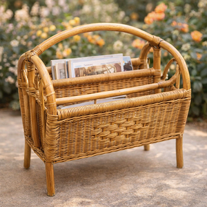 Ecowoodies - Revistero de Mimbre Estilo Vintage, Portaperiódicos de Mimbre, Diseño Moderno, Decoración para el Hogar y la Oficina - Product Image 1