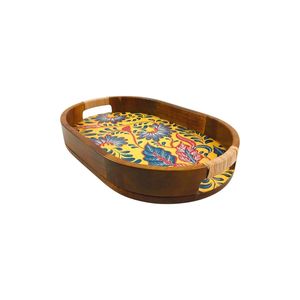 Bandeja Decorativa Ovalada Tradicional Indonesiana de Batik, WIK-EH BCA, Compacta, Hecha a Mano por Artesanos de Jawa Tengah, Decoración para el Hogar - Product Image 4