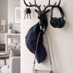 Decoración de Pared Moderna con Cabeza de Ciervo Negra, Adorno de Plástico para el Hogar, Estilo Rústico, Forma Irregular, Pieza Única - Product Image 5