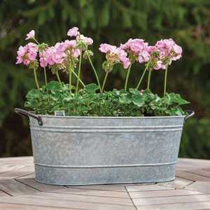 Jardinières métalliques personnalisées, pots à fleurs ovales en étain avec poignée en corde, bacs à plantes, jardinières à poignée en corde - Product Image 1