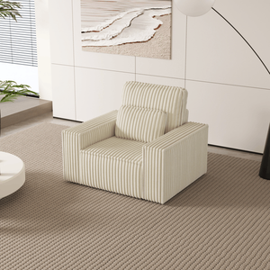 Fauteuil individuel rembourré en velours côtelé avec coussin décoratif, chaise longue douce pour un salon confortable, confort moelleux - Product Image 2