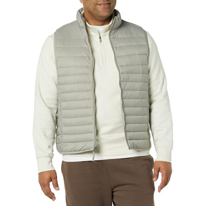 Chaleco Acolchado Gris Claro para Hombre al por Mayor, Cuello Alto, Cierre de Cremallera, Cortavientos, Ropa Exterior Casual, Relleno de Poliéster, Largo Regular - Product Image 5