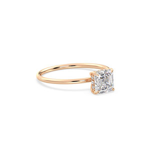 Anillo REYES Original de Plata de Ley 925 con Corte Asscher, Moissanita de 1.2 Quilates, Halo Oculto, Certificado GRA, Chapado en Oro de 14K - Product Image 3
