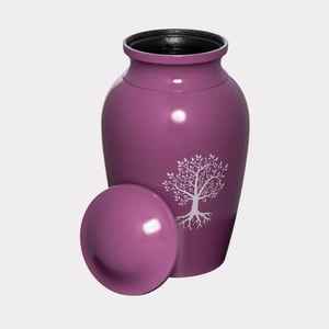 Urne funéraire en métal rose Arbre de Vie avec motif de racine botanique, finition mate douce, récipient commémoratif pour cendres, objet de souvenir - Product Image 3