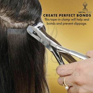 Pince à presser pour extensions capillaires à bandes, design à tête perforée, mâchoires plates en silicone, outil de scellage professionnel pour salon - Product Image 5