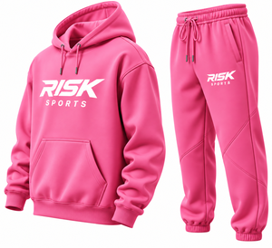 Ensemble de survêtement rose pour homme en polaire avec sweat à capuche et pantalon de jogging, imprimé lettres, poches, tenue décontractée deux pièces - Product Image 2