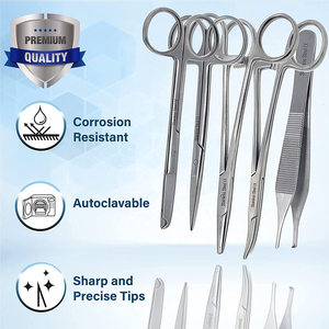 5 Pieces Stainless Steel Manual Micro Surgery <b>Suture</b> Instrument <b>Kit</b> Scissors Forceps Hemostats Needle Holding Tools Medical Set - Product Image 4