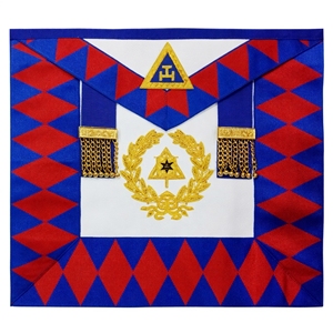 MASONIC REGALIA ROYAL ARCH CHAPTER GRAND APRON WITH TWO TASSELS HAND-EMBROIDERED EMBLEM Gold Bullion Work - Product Image 3