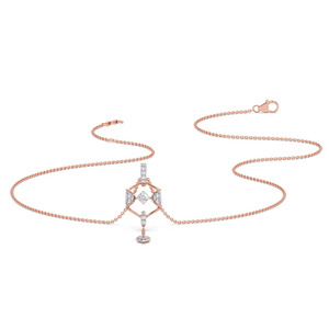 Hexagon Drop Diamond Necklace with Rose Gold Open Frame, Center Square Sparkle and Hanging Geometric Accent - Product Image 3