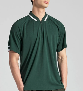 Polo de golf para hombre de secado rápido con 14 cremalleras, mangas antiarrugas, rayas blancas bordadas, técnica transpirable de punto. - Product Image 3