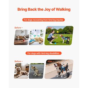 Carrozzina Manuale Leggera per Cani con 2 Ruote Regolabili e Ammortizzatori per Supporto della Mobilità e delle Zampe Posteriori - Product Image 2