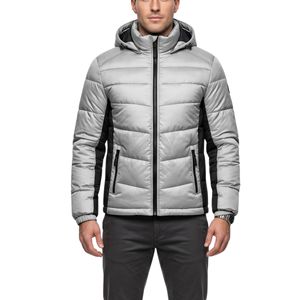 Veste matelassée à capuche entièrement zippée orange fluo haute visibilité coupe-vent – Vente en gros de vestes d'hiver décontractées - Product Image 4