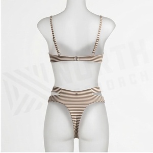 NORTH APPROACH Ensemble de bikini 2 pièces rayé pour femme, haut bandeau et bas string, maillot de bain évidé - Product Image 2