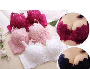 Women's Embroidery Lace <b>Bra</b> Wire-Free Front Closure Underwear with Logo on Cup Sexy Knitted Weaving Breathable Solid Pattern <b>Bra</b> - Product Image 3