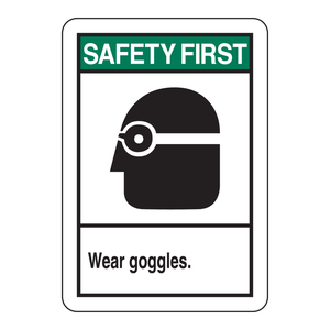 Panneau mural durable Brady Safety First Wear Goggles Sign pour laboratoires et usines - Product Image 3