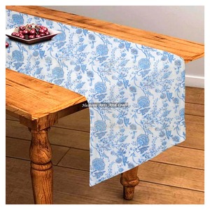 100% Pure Cotton Linen <b>Table</b> <b>Runner</b> Latest Stylish Traditional Hand Block Printed Floral Pattern On Sale At Low Price - Product Image 1