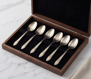 Ensemble de cuillères classiques en acier inoxydable plaqué argent avec long manche, finition miroir, compatibles lave-vaisselle, pour mariage - Product Image 5
