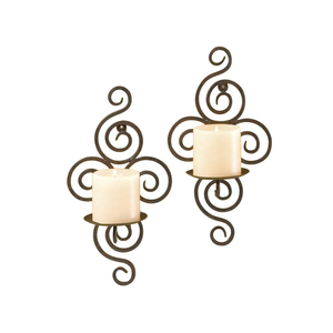 Lot de 2 appliques murales élégantes en fer noir, porte-bougies, décoration murale en métal pour salon, chambre, salle à manger, prix bas - Product Image 3