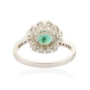 Exclusive Unique Design Prong Set Emerald & Diamond <b>Statement</b> Engagement <b>Ring</b> Factory Wholesale Price 18K White Gold Jewelry - Product Image 6