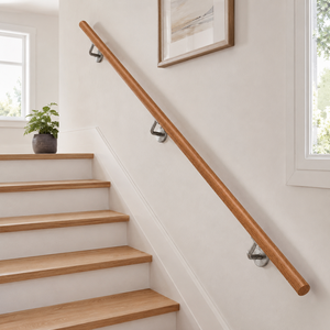 Rampe d'escalier murale en bois sur mesure de 2 5/8 po de diamètre - Design traditionnel, rail d'escalier en bois massif - Product Image 3