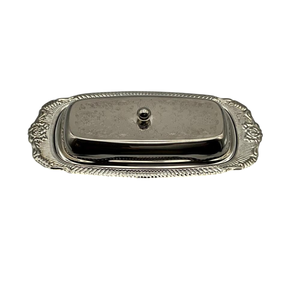 Beurrier vintage plaqué argent avec couvercle bombé et insert en verre, style moderne du milieu du siècle, pour la maison et la restauration hôtelière - Product Image 5