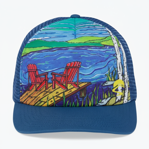 Unisex Mesh <b>Baseball</b> <b>Cap</b> Blue Printed Design Casual Hat For Adults Spring Summer Breathable 100% Polyester - Product Image 4