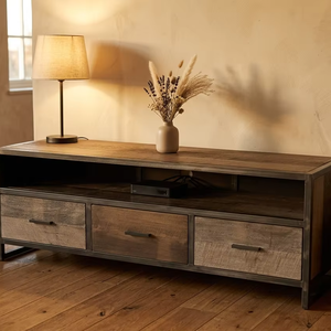 Consola para TV Alben con Puerta Corredera de Ratán, Estilo Escandinavo, Acabado Natural Ecológico para Sala de Estar, Dormitorio o Resort - Product Image 4