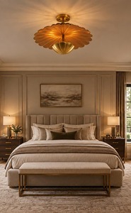 Elegant Bronze Ceiling <b>Light</b> Fixture With <b>Shell</b> Shape Design For Indoor Lighting Decorations - Product Image 4