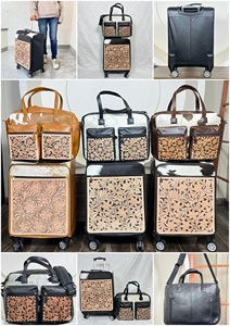 Juego de Viaje de Dos Piezas de Cuero Vacuno Hecho a Mano de Alta Calidad a Precio de Fábrica, Bolsa de Viaje con Ruedas y Bolsa para Pañales, Estilo Occidental - Product Image 3