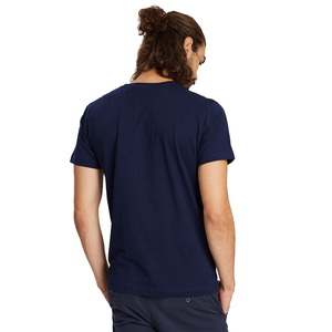 Camiseta de Manga Corta para Hombre, Cuello Redondo, Color Azul Marino, Corte Regular, Algodón, Estilo Casual, Tejido Liso, Transpirable, Ropa Urbana - Product Image 3