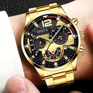 Relojes de pulsera de acero inoxidable para hombre NW1501, estilo ejecutivo, con calendario y collar con colgante de cruz plateada. - Product Image 4