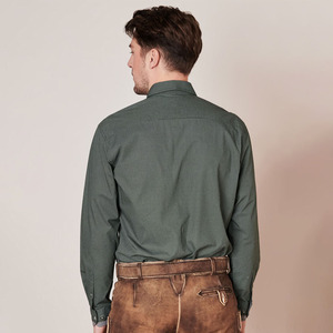 Camisa Oxford Verde Estampada de Manga Regular para Hombre, Corte Regular, Estilo Casual, 100% Algodón, Tejido de Punto, Cuello Redondo, Secado Rápido, 220g - Product Image 3