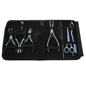 Kit d'outils pour extensions capillaires Rainbow avec pinces de pose et de retrait de micro-perles pour extensions à micro-anneaux, nano-anneaux et I-Tip - Product Image 1