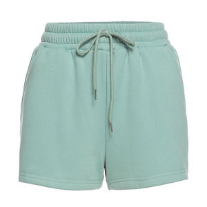 Shorts de sport en molleton de coton pour femme, taille mi-haute, avec cordon de serrage, coupe droite, logo personnalisé - Product Image 2