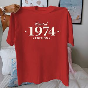 Tshirt femme en pur coton édition limitée 1974 avec étoiles coupe confort - Product Image 2