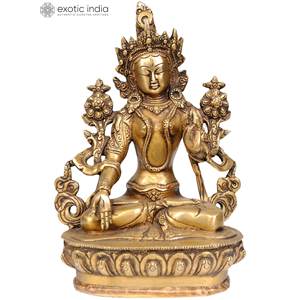 Estatua de latón de Tara blanca hecha a mano de 9 pulgadas, ídolo de la deidad budista, esculturas hechas en India - Product Image 2
