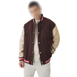 Veste universitaire décontractée à la mode pour hommes Streetwear léger en laine mélangée avec patchs et lettres brodés - Product Image 1
