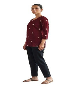 Kurti Corto de Algodón con Bordado, Ropa Tradicional Étnica, Traje de Boda para Todas las Temporadas, India, Pakistán 85903 SAHAJANAND- SI:-363 - Product Image 2