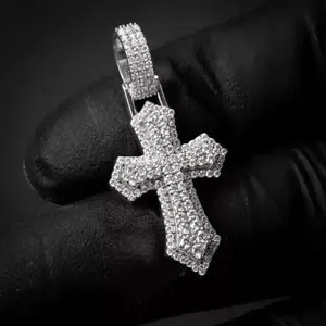 Colgante de Cruz Iced Out Estilo Hip Hop con Micro Pavé, Collar de Cruz de Plata S925, Colgante de Cruz de Jesús, Joyería Religiosa Estilo Rapper - Product Image 5