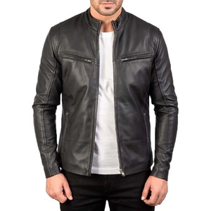 Best Selling Coated Lightweight <b>Men's</b> Leather <b>Jacket</b> High Quality Zipper <b>Long</b> Sleeved Stand Collar Front Hooded Casual Wear High - Product Image 5