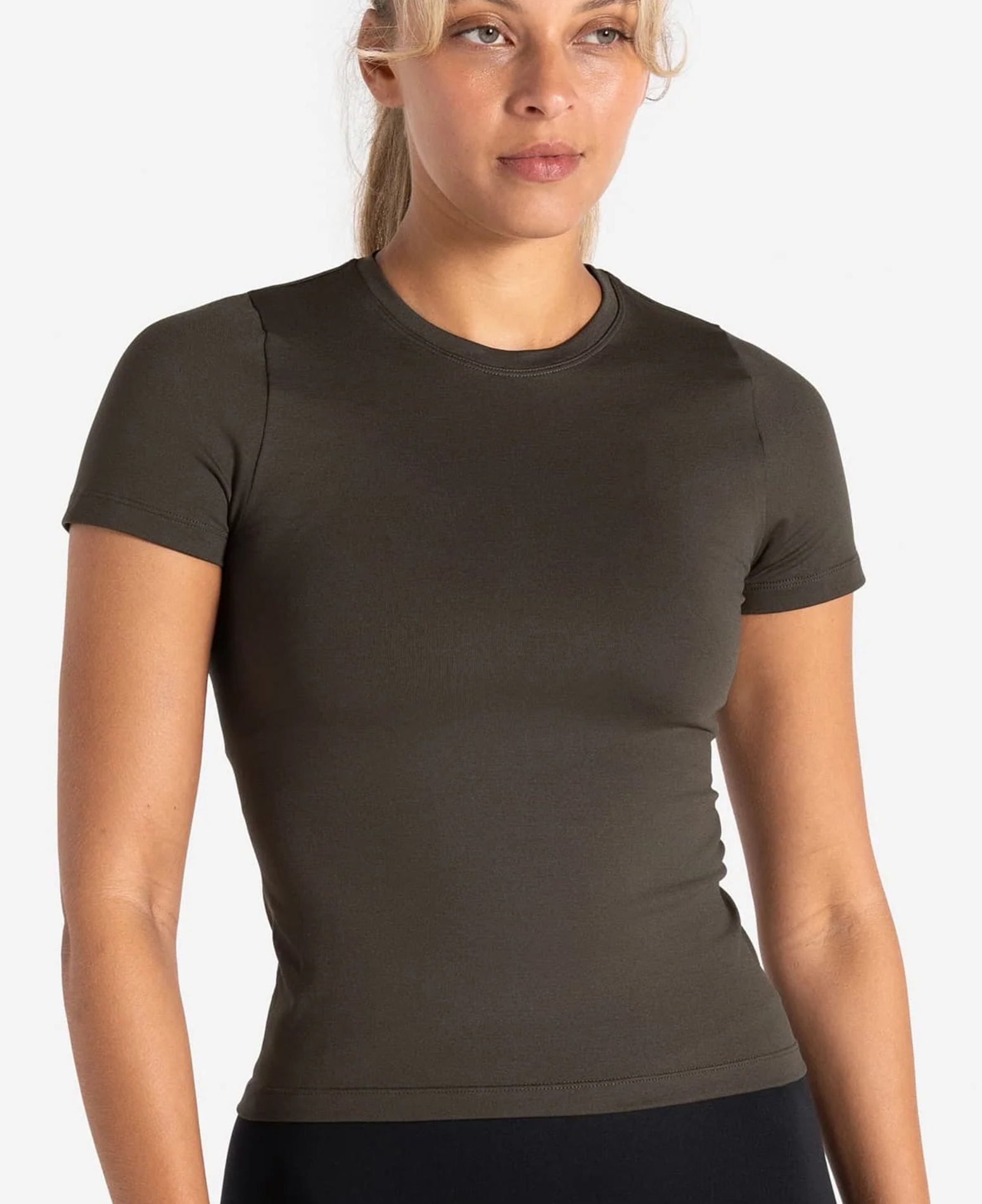 2026 Wholesale Women's Crew Neck Short Sleeve Yoga Top Breathable Solid Color Regular Fit Spandex Polyester Fitness Shirt 160g