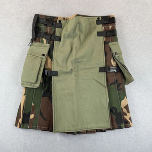 Kilt tactique utilitaire camouflage vert olive pour homme, avec poches cargo plissées, vêtements de travail 2026 - Product Image 1
