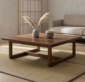Table basse convertible moderne Kanaya durable en teck écoresponsable – Table centrale carrée robuste pour usage résidentiel et commercial - Product Image 2