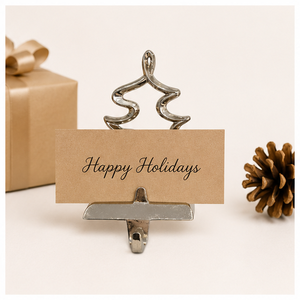 Modern Silver Metal Christmas Tree <b>Stocking</b> <b>Holder</b> 3D Polish Aluminum Mantle Hanger For Holiday Fireplace Decor Heavy Duty Hooks - Product Image 4