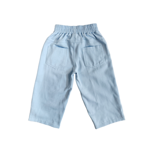 Pantalon large en sergé de coton bleu clair, taille élastique, décontracté, nouvelle collection OEM 2026 - Product Image 3