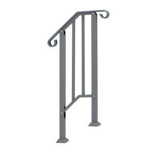 Silver Iron Handrails for Outdoor <b>Steps</b> 1-<b>Step</b> Transitional Assistive Device with Installation Kit - Product Image 3
