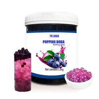 Premium Blueberry Boba Popping Pearls Bubble Tea Topping, klaar om te eten, 12 maanden houdbaar, op kamertemperatuur bewaren, 1,2 kg pot, groothandel