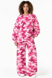 Conjunto de sudadera de forro polar con estampado de leopardo y pantalones de pierna ancha para mujer, conjunto de 2 piezas holgado de manga larga con cuello redondo - Product Image 4